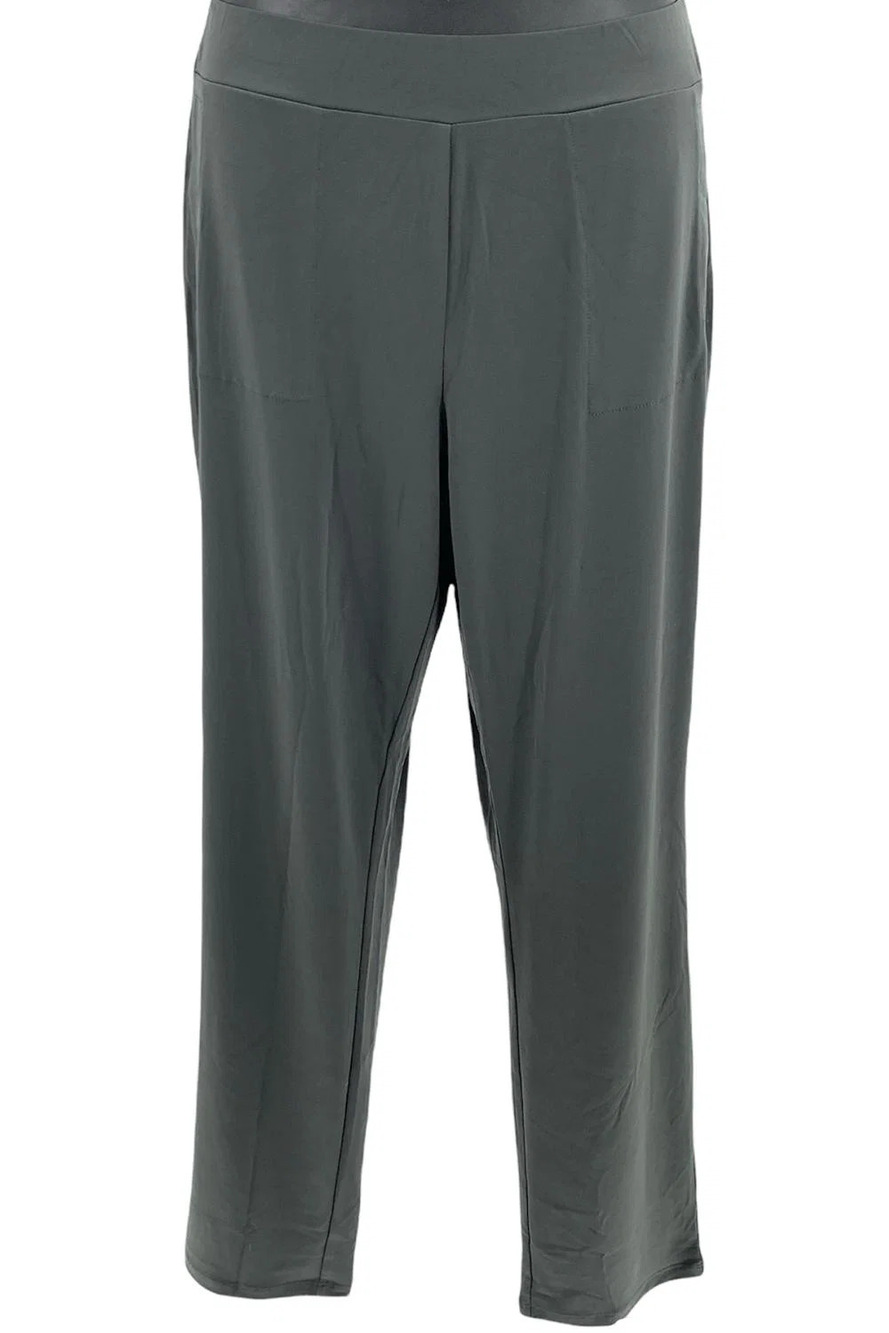 Susan Graver Liquid Knit Pull-On Slim-Leg Pants Thunder Gray - Petite